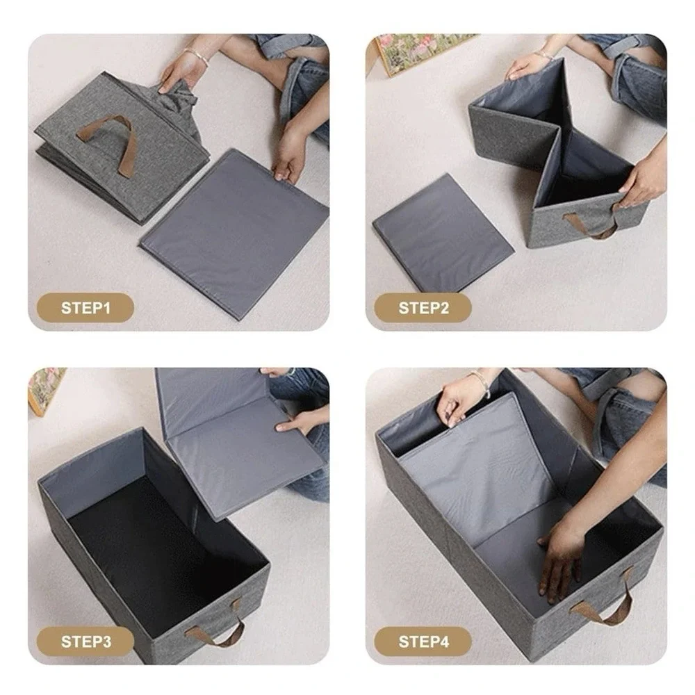 Foldable Storage Rectangular Bins Fabric.3 Pack Dark Grey. 11